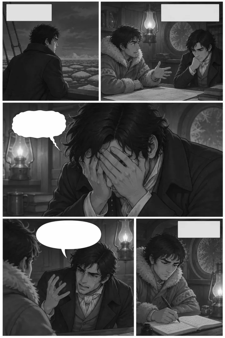 A Frankenstein comic page in black and white