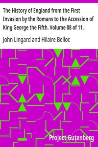 Cover of The History of England from the First Invasion by the Romans to the Accession of King George the Fifth. Volume 08 of 11.