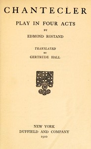 Cover of Chantecler: Play in Four Acts