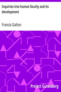 Cover of Inquiries into human faculty and its development