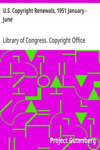 Cover of U.S. Copyright Renewals, 1951 January - June