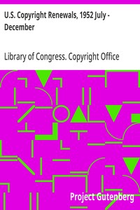 Cover of U.S. Copyright Renewals, 1952 July - December
