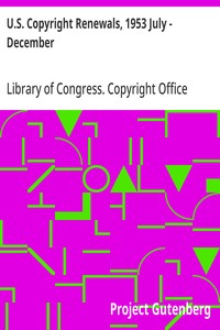 Cover of U.S. Copyright Renewals, 1953 July - December
