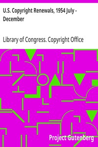 Cover of U.S. Copyright Renewals, 1954 July - December