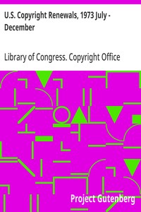 Cover of U.S. Copyright Renewals, 1973 July - December