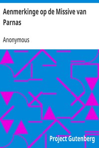 Cover of Aenmerkinge op de Missive van Parnas