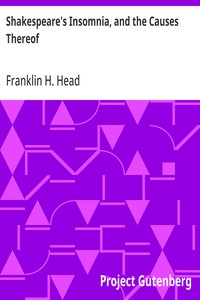Cover of Shakespeare's Insomnia, and the Causes Thereof