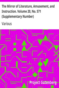 Cover of The Mirror of Literature, Amusement, and Instruction. Volume 20, No. 571 (Supplementary Number)