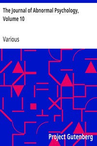 Cover of The Journal of Abnormal Psychology, Volume 10
