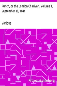 Cover of Punch, or the London Charivari, Volume 1, September 18, 1841