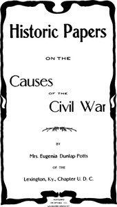 Cover of Historic Papers on the Causes of the Civil War