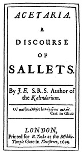 Cover of Acetaria: A Discourse of Sallets
