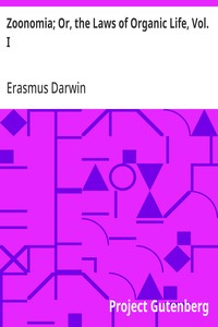 Cover of Zoonomia; Or, the Laws of Organic Life, Vol. I