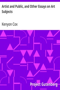 Cover of Artist and Public, and Other Essays on Art Subjects
