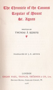Cover of The Chronicle of the Canons Regular of Mount St. Agnes
