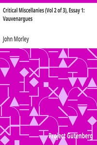 Cover of Critical Miscellanies (Vol 2 of 3), Essay 1: Vauvenargues