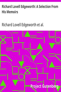 Cover of Richard Lovell Edgeworth: A Selection From His Memoirs