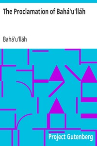 Cover of The Proclamation of Bahá'u'lláh