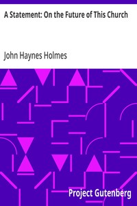 Cover of A Statement: On the Future of This Church