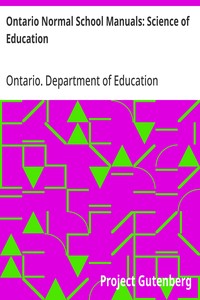 Cover of Ontario Normal School Manuals: Science of Education