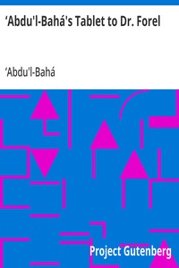 Cover of ‘Abdu'l-Bahá's Tablet to Dr. Forel