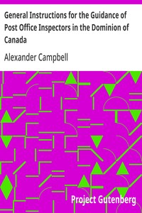 Cover of General Instructions for the Guidance of Post Office Inspectors in the Dominion of Canada