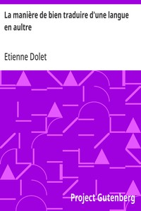Cover of La manière de bien traduire d'une langue en aultre