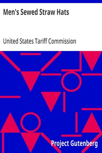 Cover of Men's Sewed Straw Hats Report of the United Stated Tariff Commission to the President of the United States (1926)
