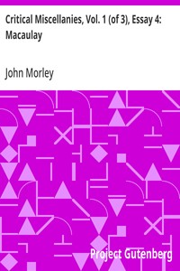 Cover of Critical Miscellanies, Vol. 1 (of 3), Essay 4: Macaulay