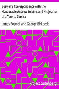 Cover of Boswell's Correspondence with the Honourable Andrew Erskine, and His Journal of a Tour to Corsica