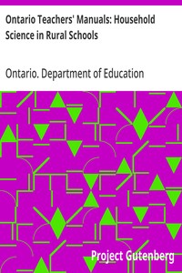 Cover of Ontario Teachers' Manuals: Household Science in Rural Schools