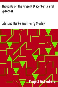 Cover of Thoughts on the Present Discontents, and Speeches