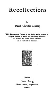 Cover of Recollections With Photogravure Portrait of the Author and a number of Original Letters, of which one by George Meredith and another by Robert Louis Stevenson are reproduced in facsimile