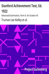 Cover of Stanford Achievement Test, Ed. 1922 : $b Advanced Examination, Form A, for Grades 4-8