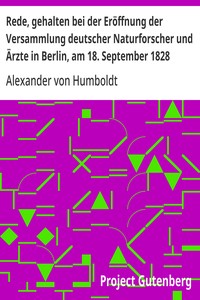 Cover of Rede, gehalten bei der Eröffnung der Versammlung deutscher Naturforscher und Ärzte in Berlin, am 18. September 1828