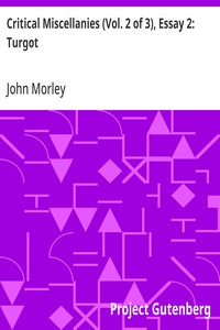 Cover of Critical Miscellanies (Vol. 2 of 3), Essay 2: Turgot