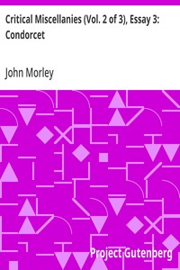 Cover of Critical Miscellanies (Vol. 2 of 3), Essay 3: Condorcet