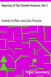 Cover of Repertory of The Comedie Humaine, Part 1