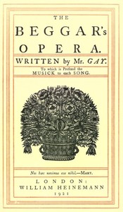 Cover of The Beggar's Opera; to Which is Prefixed the Musick to Each Song