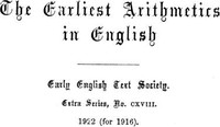 Cover of The Earliest Arithmetics in English