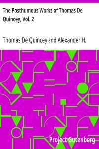 Cover of The Posthumous Works of Thomas De Quincey, Vol. 2