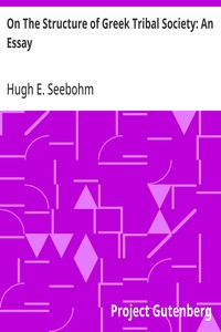 Cover of On The Structure of Greek Tribal Society: An Essay