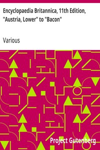Cover of Encyclopaedia Britannica, 11th Edition, "Austria, Lower" to "Bacon" Volume 3, Part 1, Slice 1