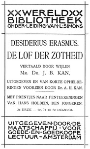 Cover of De Lof der Zotheid