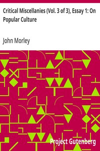 Cover of Critical Miscellanies (Vol. 3 of 3), Essay 1: On Popular Culture