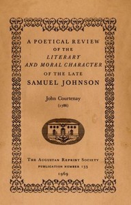 Cover of A Poetical Review of the Literary and Moral Character of the late Samuel Johnson (1786)
