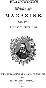 Cover of Blackwood's Edinburgh Magazine — Volume 57, No. 351, January 1845