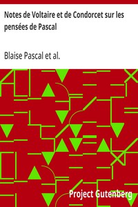 Cover of Notes de Voltaire et de Condorcet sur les pensées de Pascal