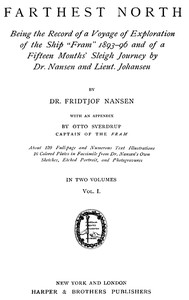 Cover of Farthest North, Vol. I Being the Record of a Voyage of Exploration of the Ship 'Fram' 1893-1896