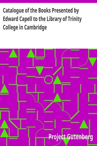 Cover of Catalogue of the Books Presented by Edward Capell to the Library of Trinity College in Cambridge